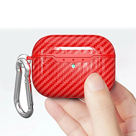 Ally Carbon Case Apple Uyumlu Airpods Pro Carbon Fiber Silikon Kılıf-(5775)