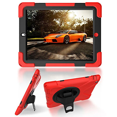İPad 2/İPad 3/İPad 4/Shockproof 3 Katmanlı Standlı Zırh Kılıf-(5775)
