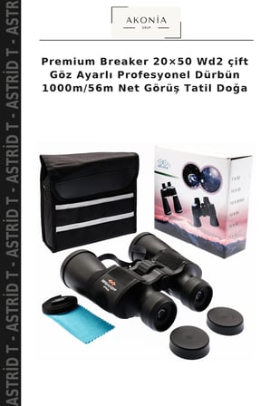 Premium Breaker 20×50 Wd2 çift Göz Ayarlı Profesyonel Dürbün 1000m/56m Net Görüş Tatil Doğa