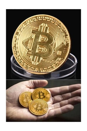 2 adet Bitcoin Madeni Para Altın Rengi Hatıra Koleksiyon Değerli Kutulu (2x)