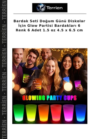 Bardak Seti Doğum Günü Diskolar İçin Glow Partisi Bardakları 6 Renk 6 Adet 1.5 oz 4.5 x 6.5 cm
