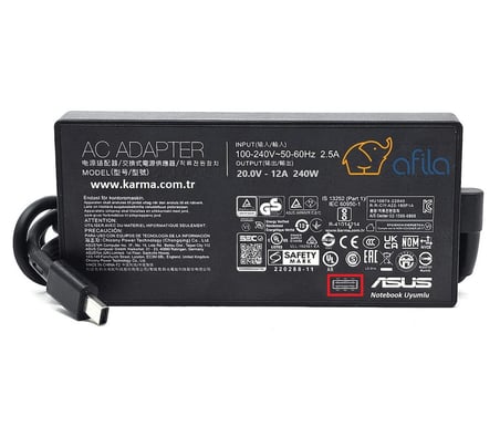 Asus uyumlu 20V 12A 240W Notebook Adaptörü, Şarj Aleti Cihazı USB-C 3P(Compact Plug)