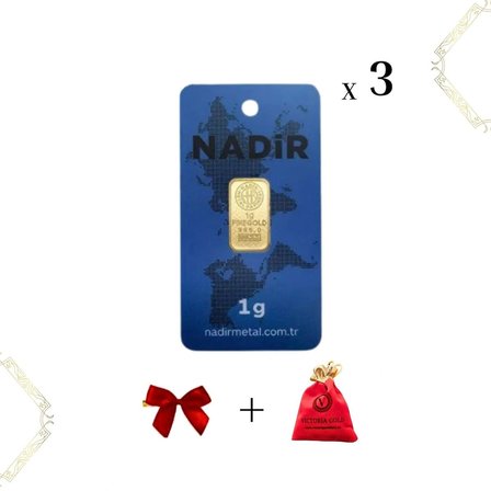 Nadir 3 Adet 1 gr 24 Ayar Altın 