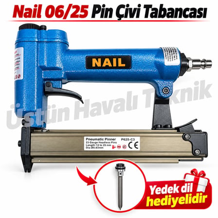 Nail 06/25 Pin Çivi Tabancası - Yedek Dil Hediyeli