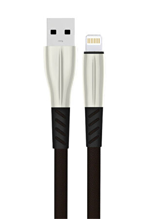 S89 Metal Uçlu Lightning Kablo iphone Uyumlu 1M 2.4A - Siyah-(5796)