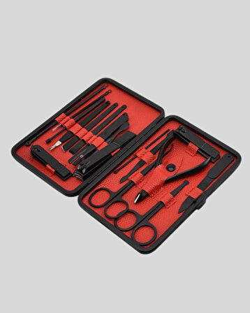 17 Parça Profesyonel Manikür Pedikür Seti Paslanmaz Çelik Siyah Kutu