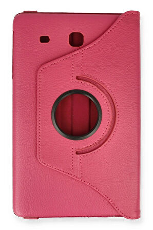 Samsung Galaxy T560 Tab E 9.7 Kılıf 360 Tablet Deri Kılıf - Pembe-(5796)
