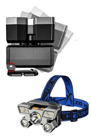 5 LED Far Şarj Edilebilir Güçlü Kafa Lambası Kamp Lambası 4 Modlu (Kopya)