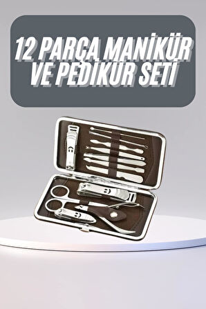 12 Parça Manikür Pedikür Seti Tırnak Bakımı Nasır Temizleme El Ayak Bakımı