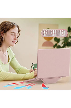 Macbook Pro 14 2021 Macbook Deri Kapak - Pembe-(5796)