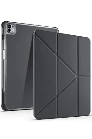 iPad Air 13 (2024) Kılıf Kalemlikli Mars Tablet Kılıfı - Gri-(5796)