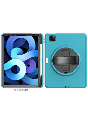 iPad Pro 11 (2018) Kılıf Hand Strap Tablet Kılıfı - Turkuaz-(5796)