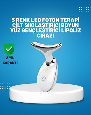 3 Modlu Boyun ve Yüz Bakım Cihazı – EMS Temizleme Sıcak Masaj ve Renkli Işık