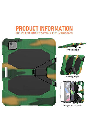 iPad Pro 11 (2020) Kılıf Griffin Tablet Kapak - Kamuflaj-(5796)