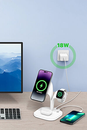 YM-UD22 Kablosuz Şarj Masaüstü Set - Siyah-(5796)