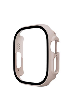 Apple Watch Ultra 49mm Desert Camlı Kasa Ekran Koruyucu - Metalik Gold-(5796)