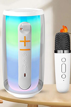 Pluse 6 Mikrofonlu RGB Kablosuz Hoparlör - Beyaz-(5796)