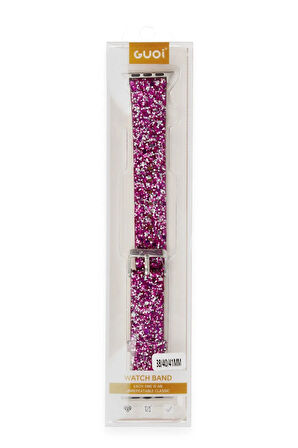 Apple Watch 38mm Starry Taşlı Kordon - Derin Mor-(5796)