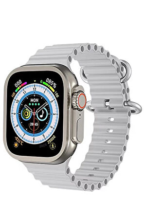 Ultra 8 2.1 inç IPS Ekran Konuşma ve NFC Özellikli Akıllı Saat - Gümüş-(5796