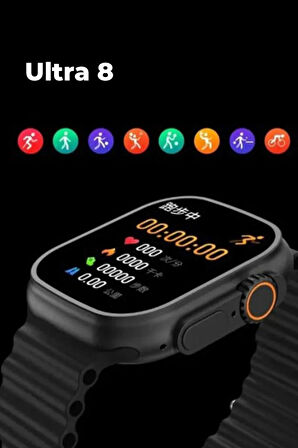 Ultra 8 2.1 inç IPS Ekran Konuşma ve NFC Özellikli Akıllı Saat - Gümüş-(5796