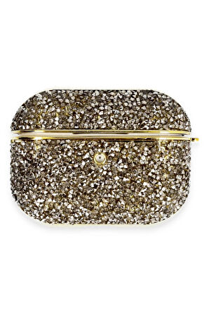 Airpods Pro 2 (2.nesil) Luz Taşlı Kılıf - Siyah-(5796)