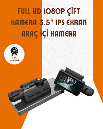 Araç İçi ve Ön Kameralı 3 İnç IPS Ekranlı Full HD Güvenlik Kamerası