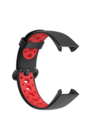 Xiaomi Redmi Watch 2 Spor Delikli Kordon - Siyah-Kırmızı-(5796)