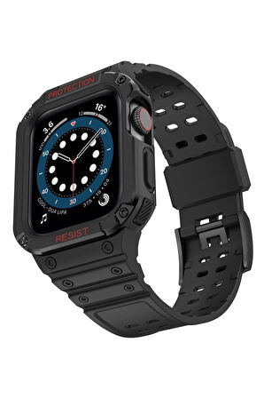 Apple Watch 42mm KR401 Silikon Kordon - Siyah-(5796)