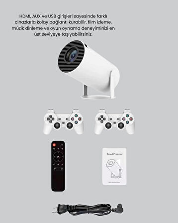 Taşınabilir Projeksiyon Cihazı 4K Destekli Wi-Fi Kablosuz Ekran Yansıtma