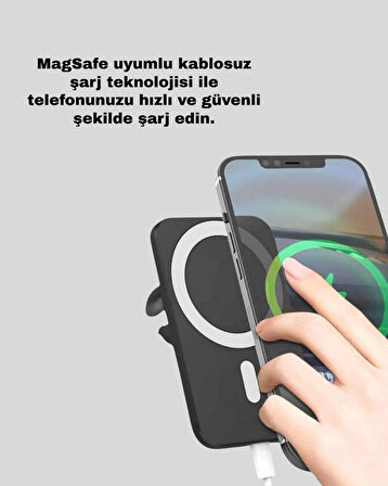 Şık Tasarımlı MagSafe Araç Telefon Tutucu Type-C Girişli