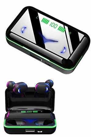 Extra Bass Kablosuz Kulaklık Işıklı Bluetooth Kulaklık Powerbank Özellikli