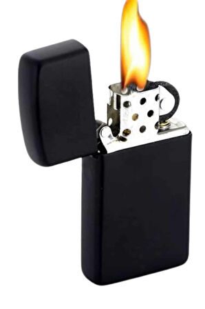 Doldurulabilir Siyah Benzinli Çakmak Metalik