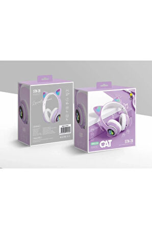 STN28 Kablosuz Kedi Kulaklık - Lila-(5796)