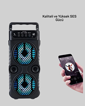 Kablosuz LED Işıklı Bluetooth Hoparlör – FM Radyolu Mikrofon Girişli