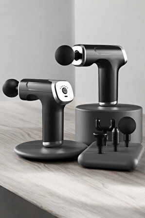 Masaj Tabancası 4 Başlıklı Kas ve Vücut Ağrıları İçin Şarjlı Darbeli