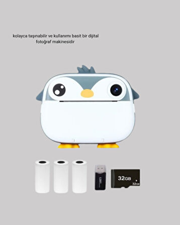 Termal Baskı Çocuk Kamerası HD Çekim USB Şarjlı Eğitici Oyuncak