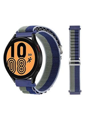 Watch 20mm KR410 Kumaş Kordon - Lacivert-Yeşil-(5796)