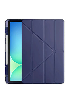 iPad Pro 13 (2024) Kılıf Kalemlikli Hugo Tablet Kılıfı - Lacivert-(5796)