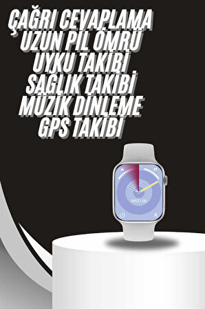 Akıllı Saat Gümüş Kasa Bluetooth Kulaklık Hediyeli Çok Fonksiyonlu İkili Set