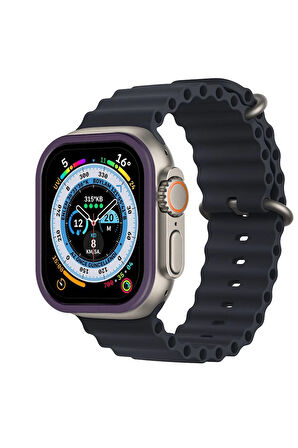 Apple Watch Ultra 49mm Alüminyum Kasa Cam Ekran Koruyucu - Mor-(5796)