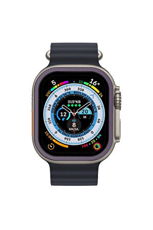 Apple Watch Ultra 49mm Alüminyum Kasa Cam Ekran Koruyucu - Mor-(5796)