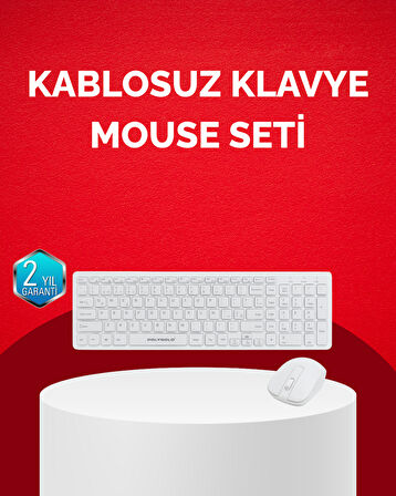 Tam Boy Kablosuz Klavye Mouse Seti - Gelişmiş Bağlantı ve Sessiz Performans