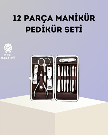 Paslanmaz Çelik Çok Fonksiyonlu 12 Manikür Seti