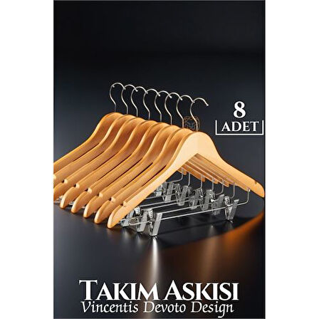 HSNET Takım Askısı Ceket Etek Pantolon Kıskaçlı 8 Adet Vincentis Devoto Design