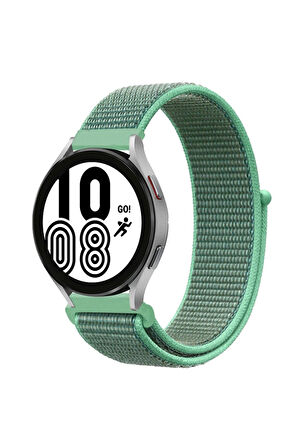 Samsung Galaxy Watch 4 Hasırlı Cırtcırtlı Kordon - Turkuaz-(5796)