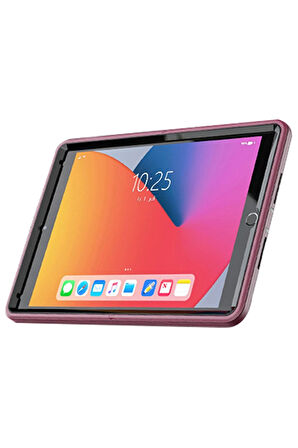 iPad 10.2 (7.nesil) Kılıf Hand Strap Tablet Kılıfı - Mürdüm-(5796)
