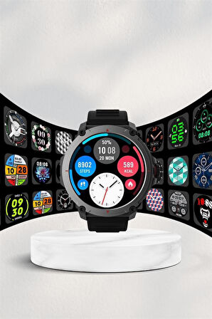 Akıllı Saat Amoled Ekran Metal Ve Deri Kordonlu Uyku ve Sağlık Takibi Titreşiml