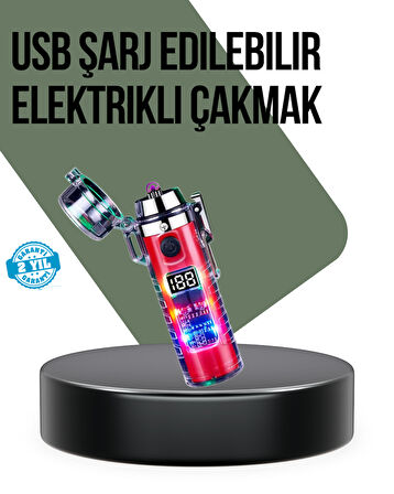 Güç Göstergeli Şarjlı Fenerli USB Elektrikli Çakmak