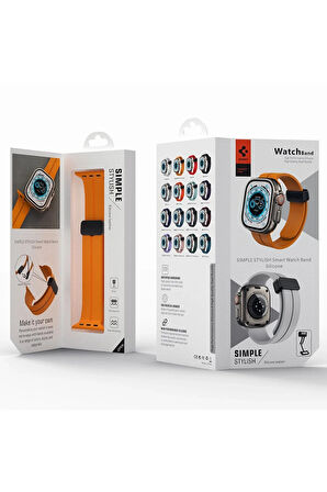 Apple Watch 42mm KR412 Elegance Stylısh Kordon - Turuncu-(5796)