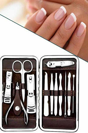 12 Parça Manikür Pedikür Seti Özel Deri Çanta El Ayak Bakımı Akne ve Sivilce 